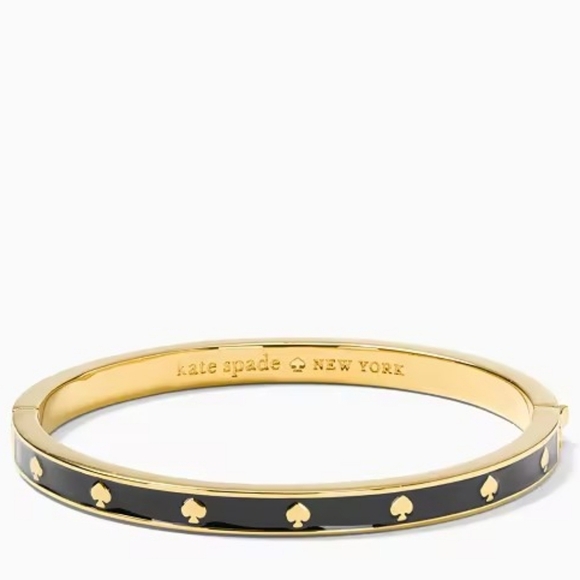 NWT- Kate Spade | Spot The Spade Enamel Hinged Bangle - (Black) Dust Bag Include - Picture 3 of 4